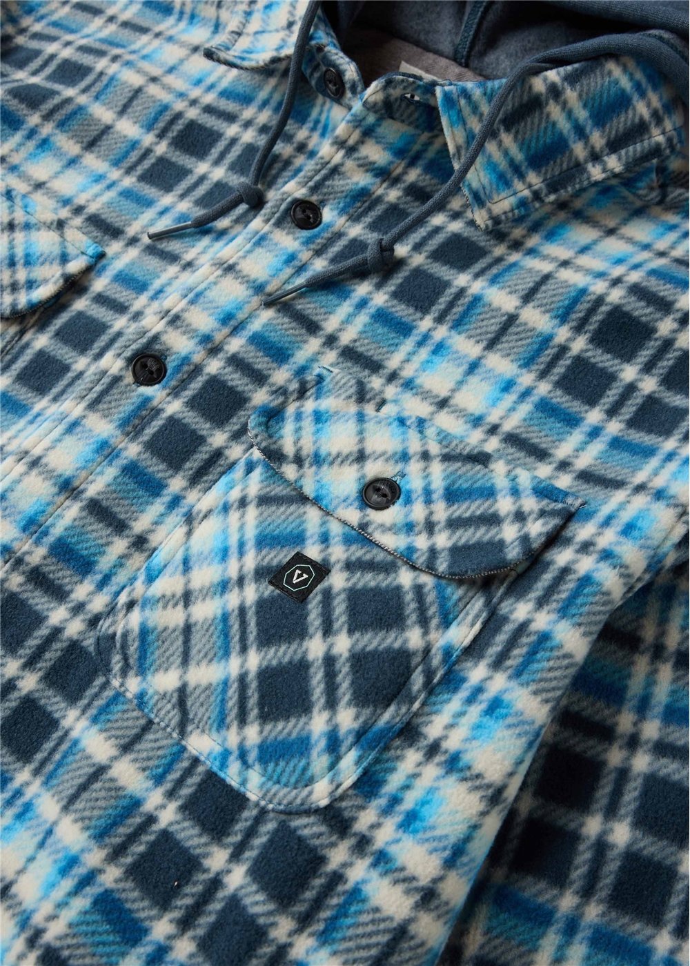 Vissla Eco-Zy Hooded Polar Flannel in Midnight, view 3