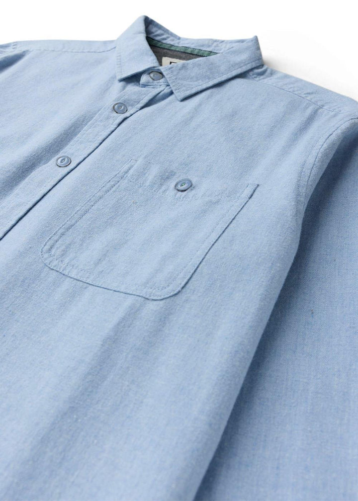 Vissla Go To Lightweight Flannel in Light Blue Heather, view 3
