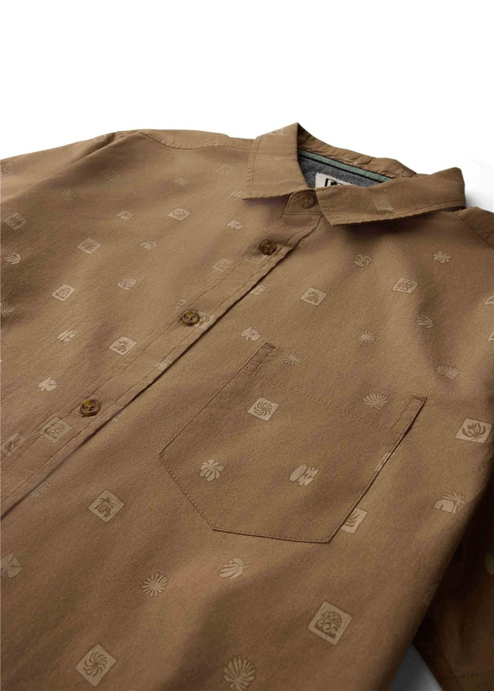 Vissla Ecology Marks Eco Short Sleeve Shirt in Dark Khaki, view 3