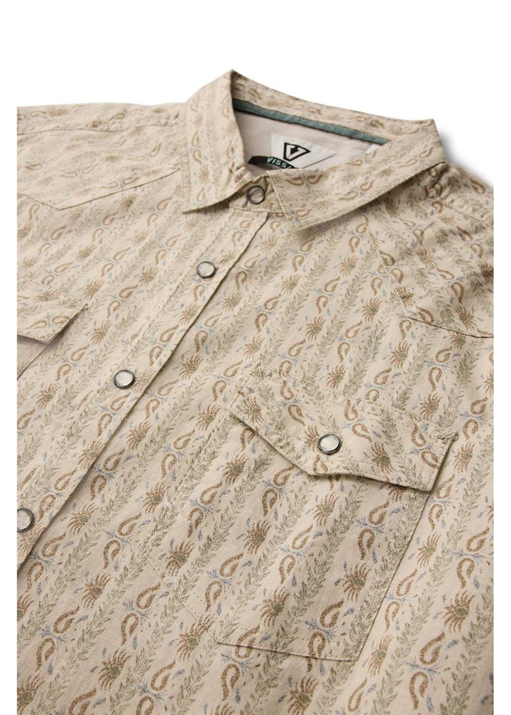 Vissla Out West Short Sleeve Shirt in Sand, view 3