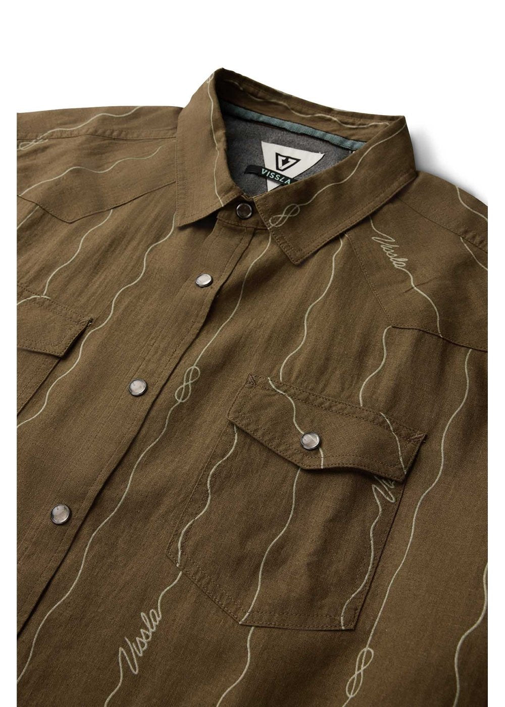 Vissla Round Up Short Sleeve Shirt in Dark Earth, view 3