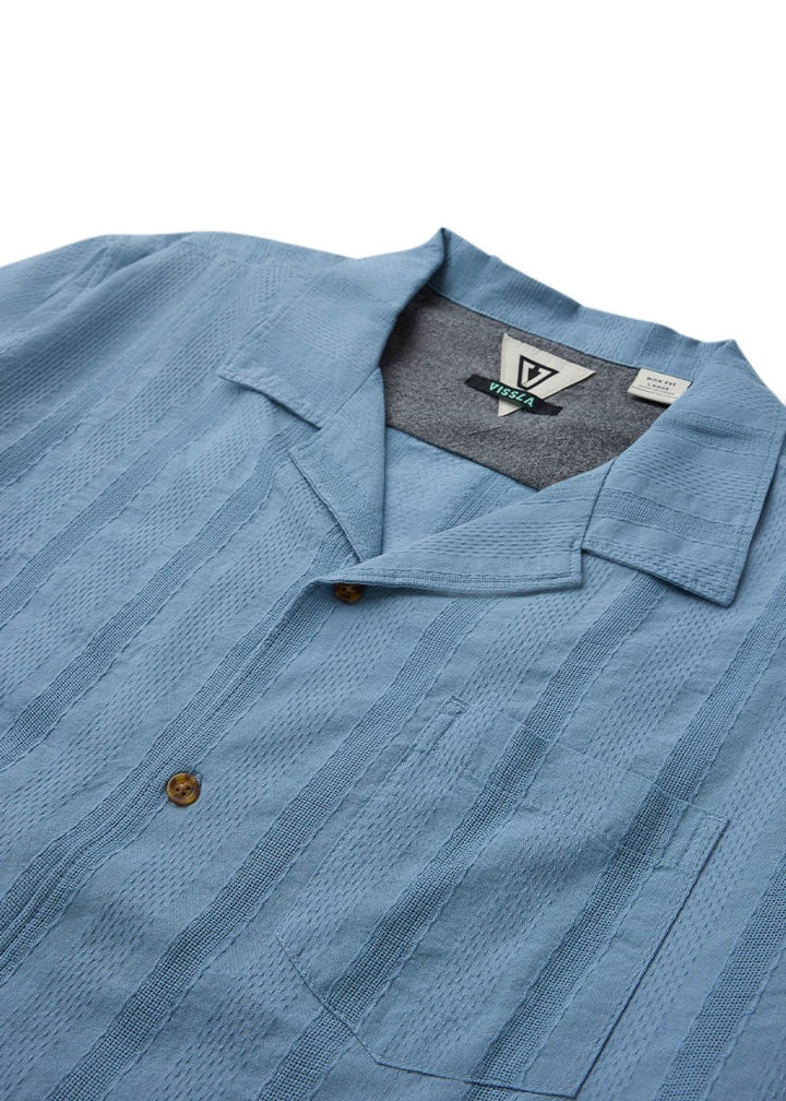 Vissla Quatro Casas Eco Short Sleeve Shirt in Faded Denim, view 3