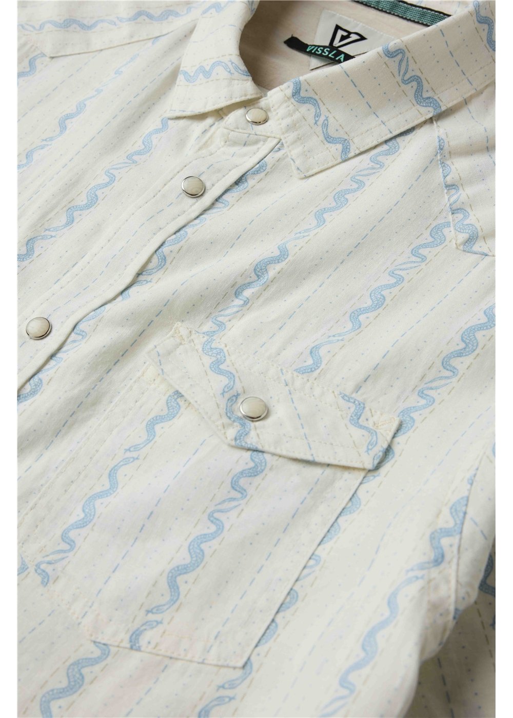 Vissla Slither Linen Eco SS Shirt in Vintage White, view 2