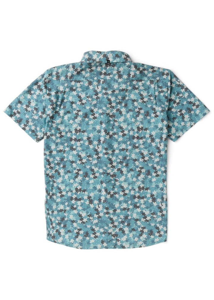 Vissla Jungalo Hybrid Eco Short Sleeve Shirt in Maui Blue, view 2