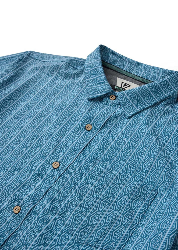 Vissla Anchor Point Hybrid Eco Short Sleeve Shirt in Tidal Blue, view 3