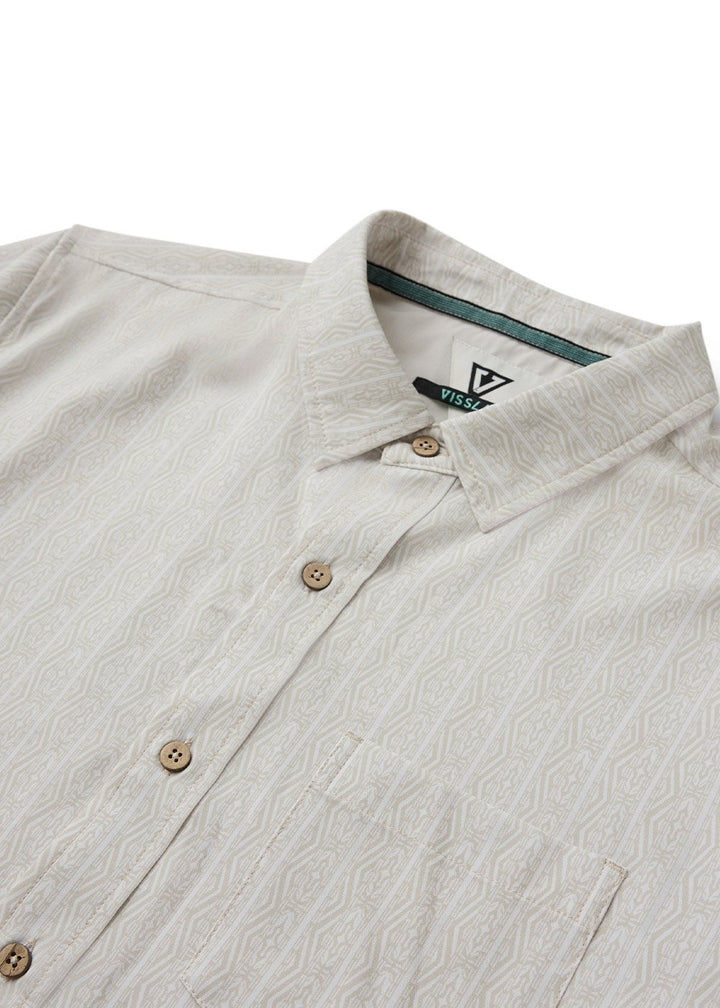 Vissla Anchor Point Hybrid Eco Short Sleeve Shirt in Sand, view 3