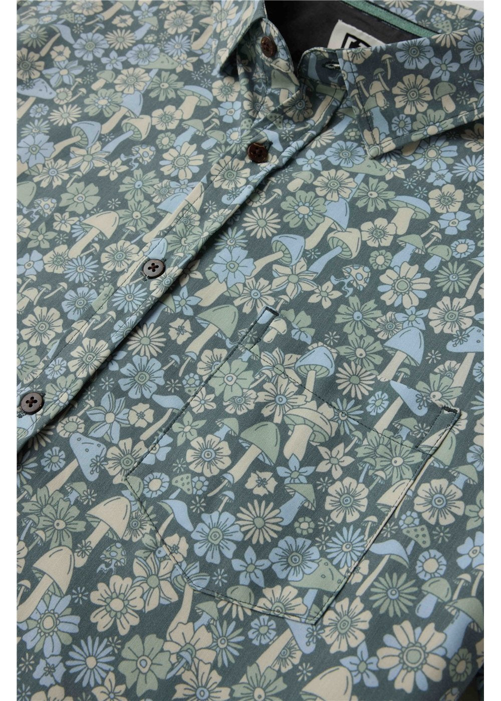 Vissla Shrooms Hybrid Eco SS Shirt in Faded Denim, view 2