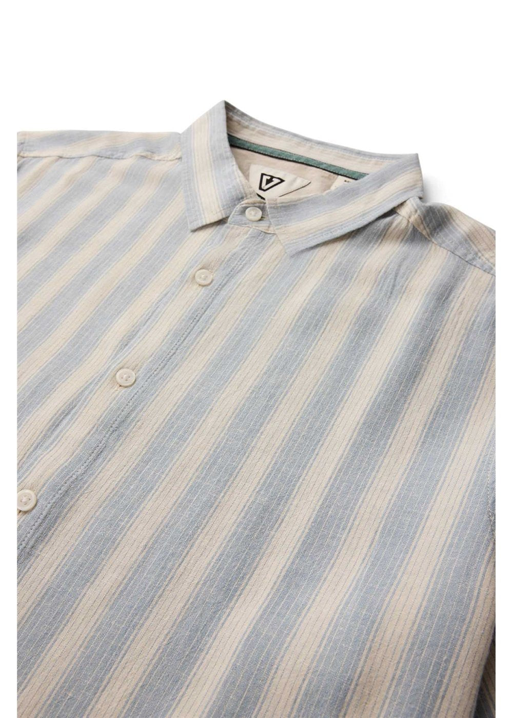 Vissla Grad Stripe Short Sleeve Shirt in Faded Denim, view 4