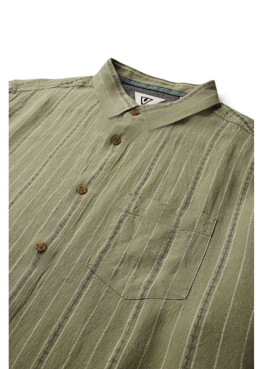 Vissla Linen Pin Short Sleeve Shirt in Sage, view 3