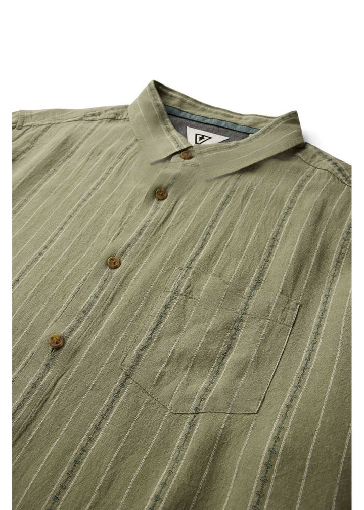 Vissla Linen Pin Short Sleeve Shirt in Sage, view 3
