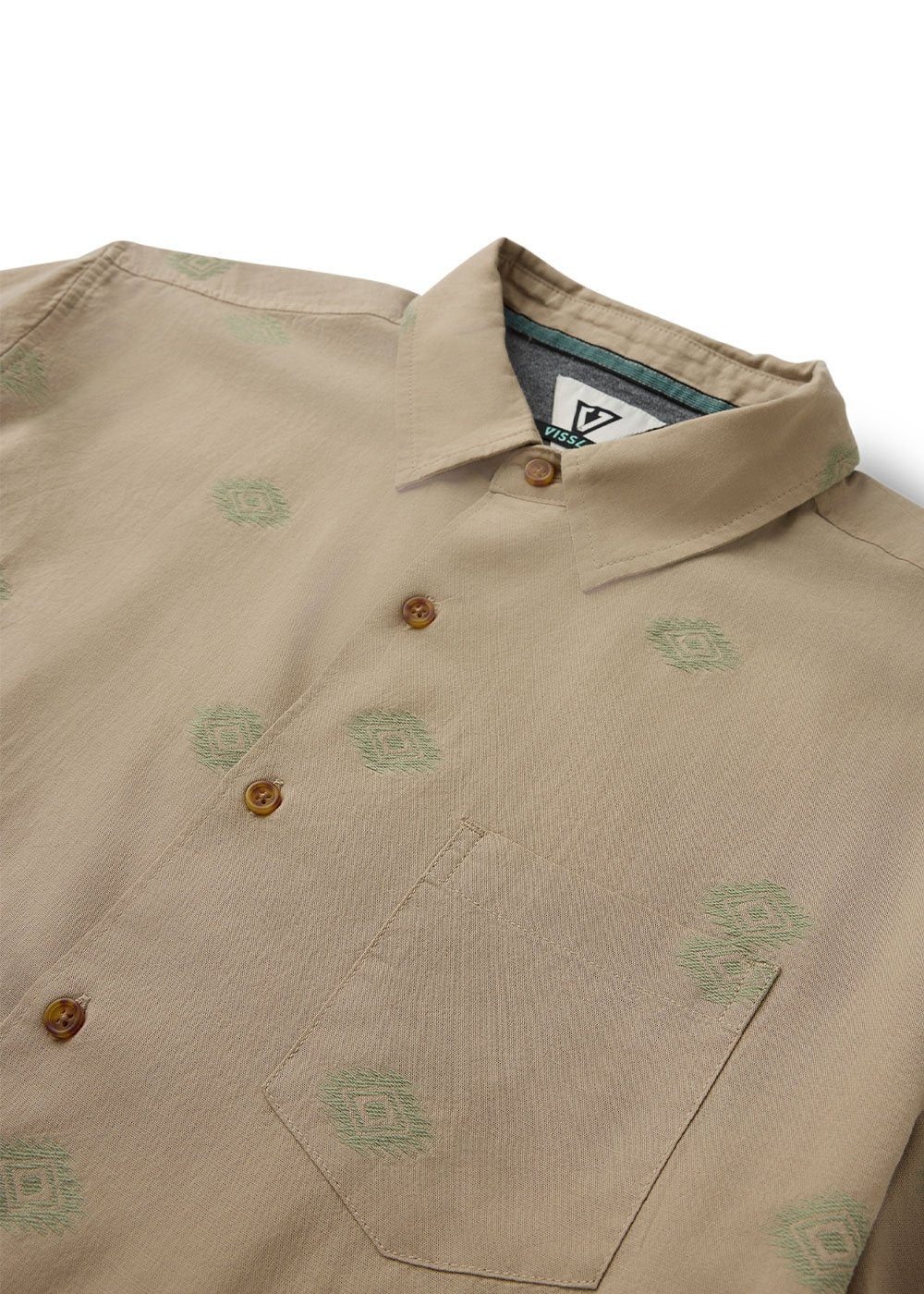 Vissla Cabo Nights Short Sleeve Shirt in Light Khaki, view 3