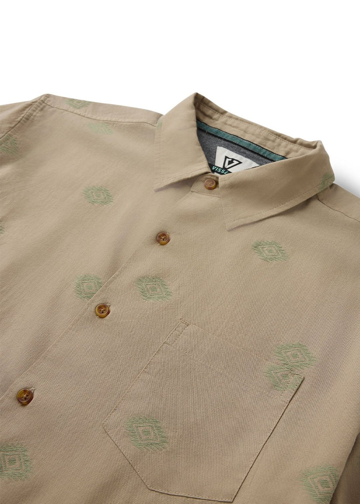 Vissla Cabo Nights Short Sleeve Shirt in Light Khaki, view 3