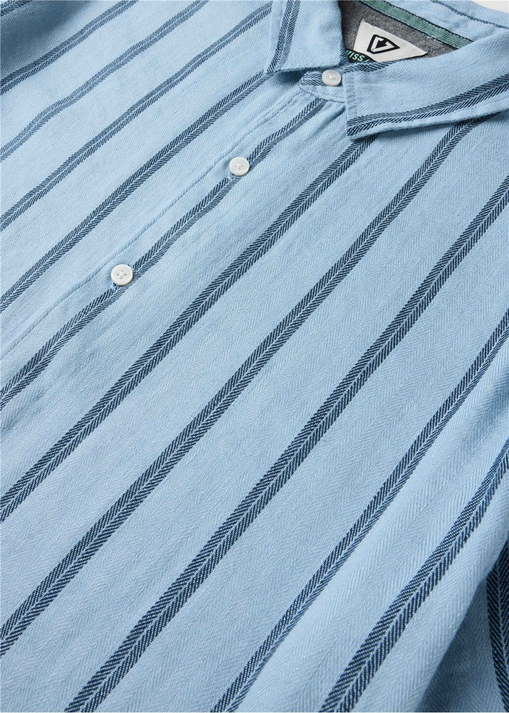 Vissla Distortion Linen Eco SS Shirt in Faded Denim, view 2