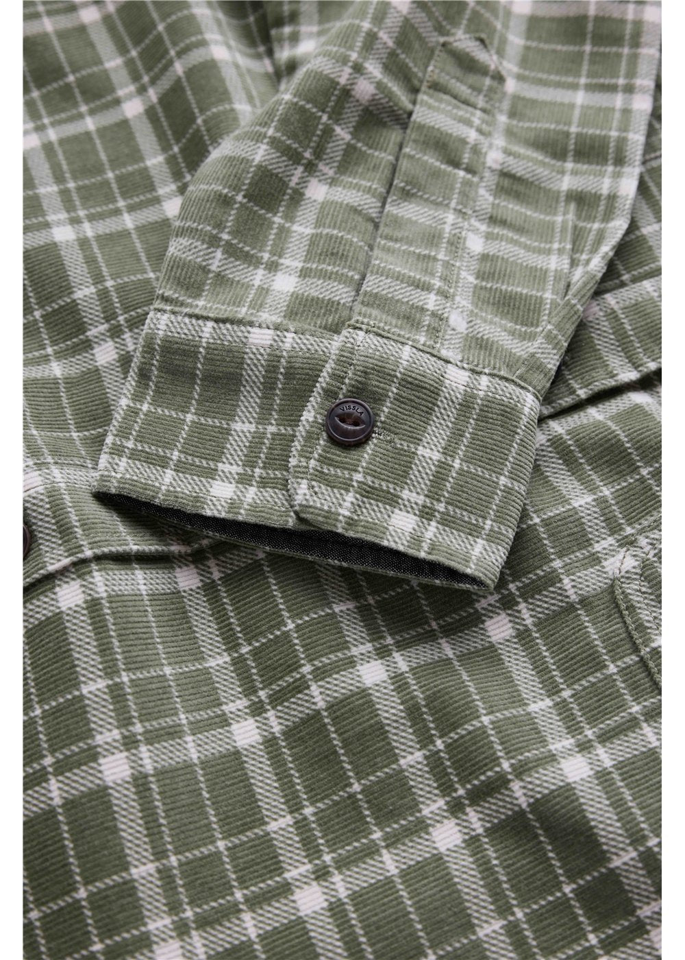 Vissla Rails Cord Printed Eco LS Shirt in Sage, view 3