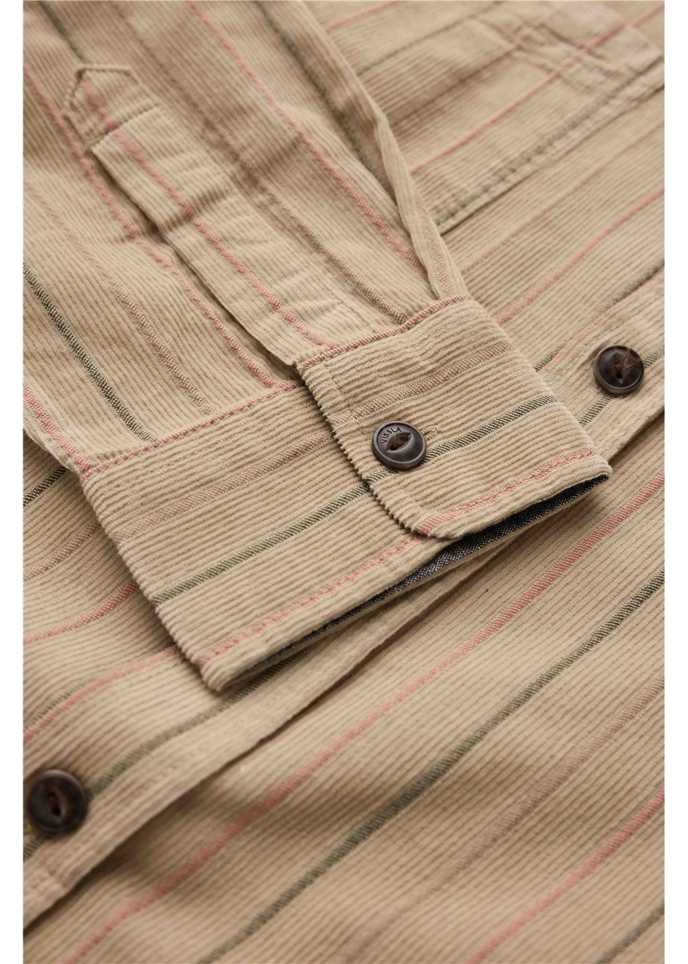 Vissla Rails Cord Printed Eco LS Shirt in Light Khaki, view 4