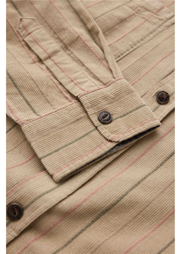 Vissla Rails Cord Printed Eco LS Shirt in Light Khaki, view 4
