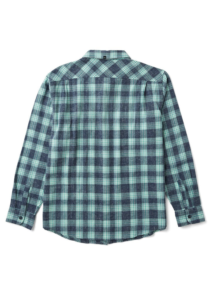 Vissla Central Coast Eco Long Sleeve Flannel in Light Navy Heather, view 2
