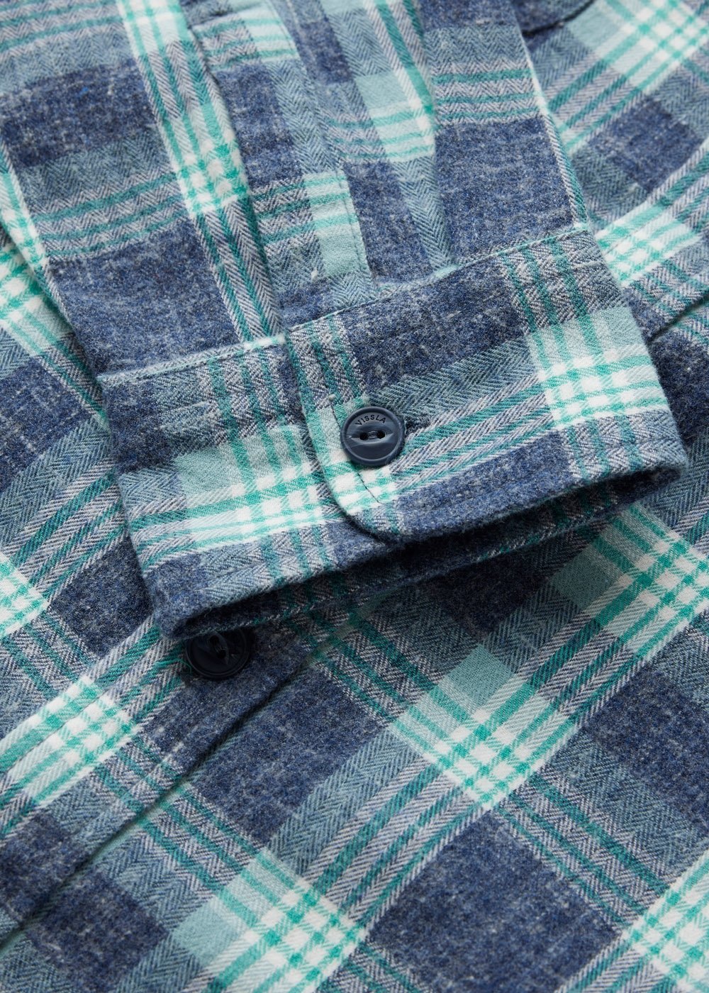Vissla Central Coast Eco Long Sleeve Flannel in Light Navy Heather, view 4