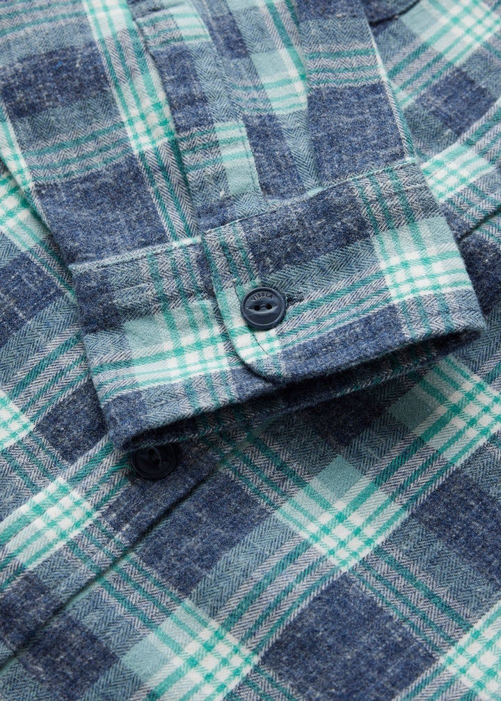 Vissla Central Coast Eco Long Sleeve Flannel in Light Navy Heather, view 4