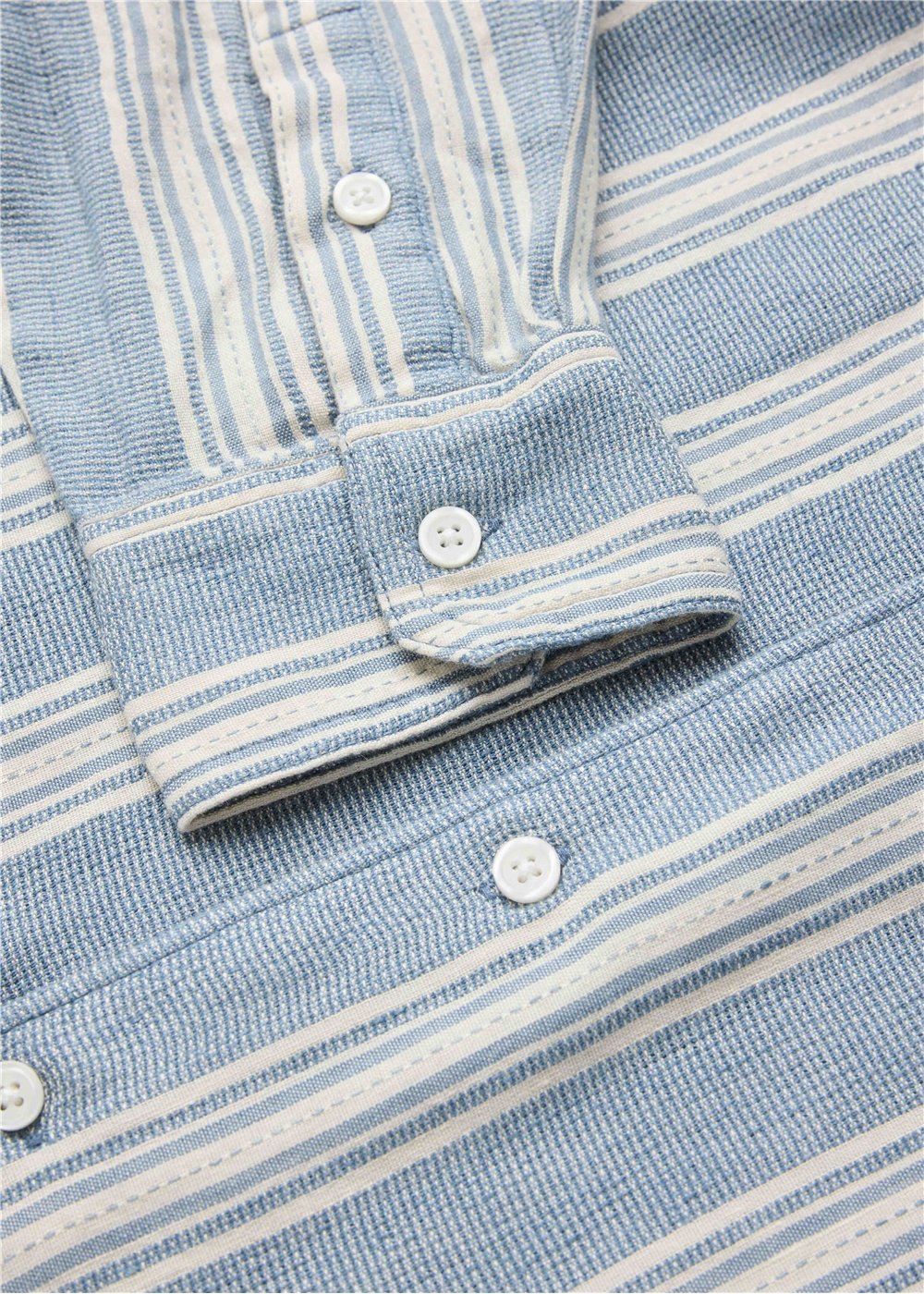 Vissla Distortion Linen LS Shirt in Blue Haze, view 2