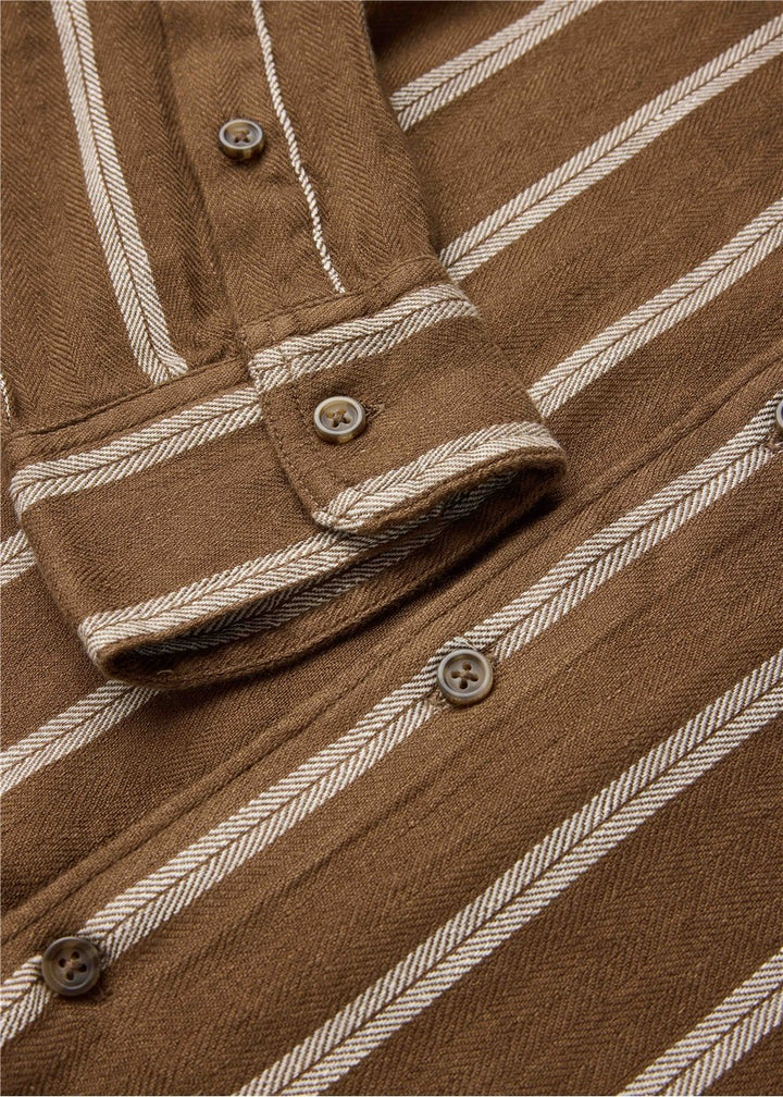 Vissla Distortion Linen LS Shirt in Dark Earth, view 2