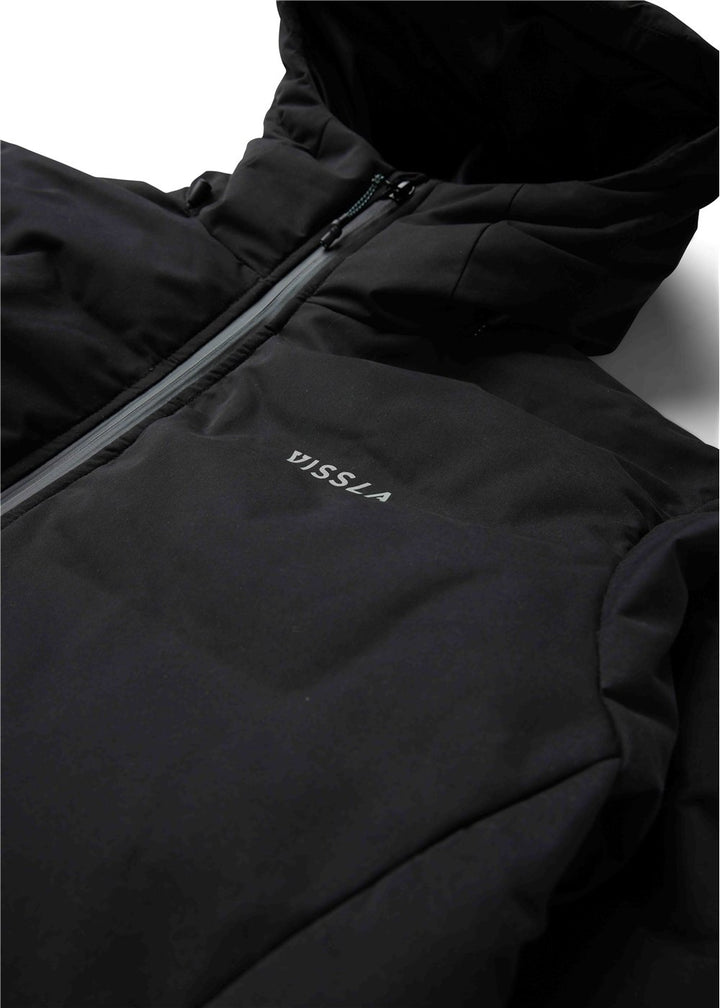 Vissla White Peaks Puffer Eco Jacket in Black, view 3