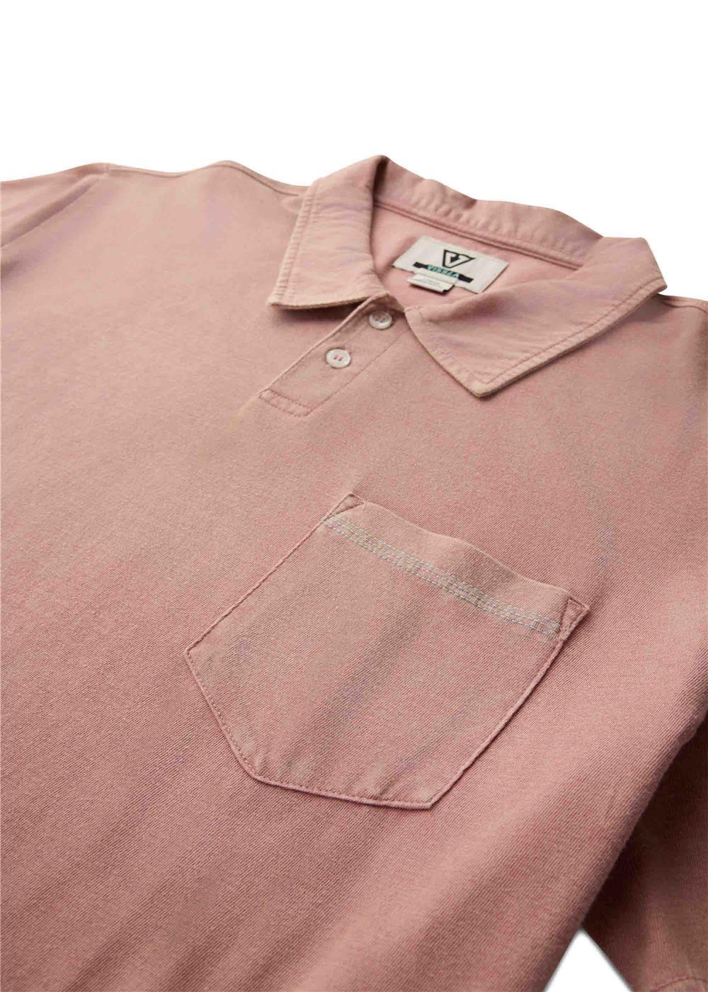 Vissla Solid Sets Cosmic Wash Polo Tee in Rose, view 2