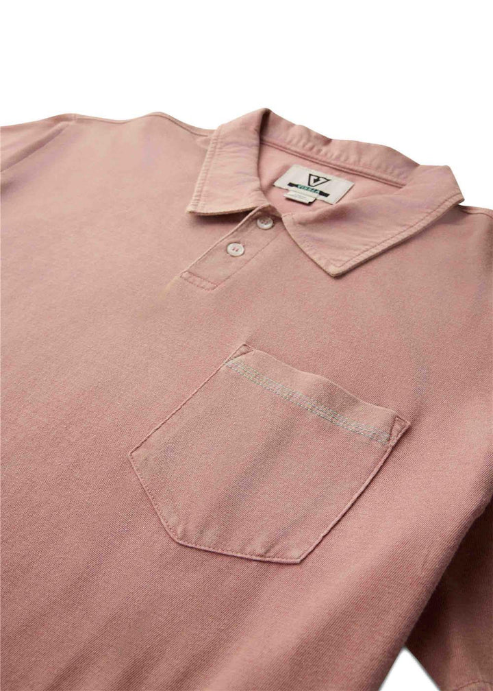 Vissla Solid Sets Cosmic Wash Polo Tee in Rose, view 2