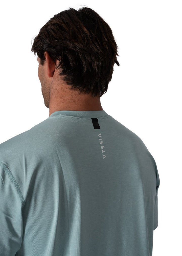 Vissla Twisted Eco SS Sun Shirt in Sea Green Heather, view 3