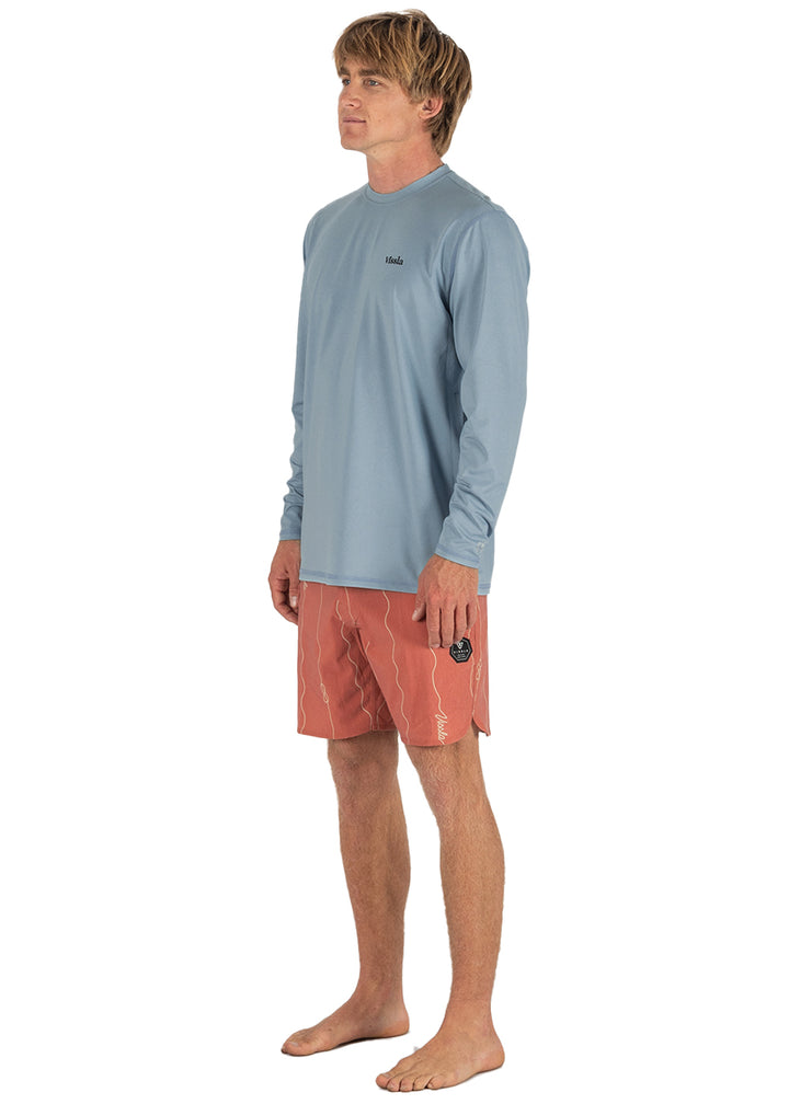 Vissla Pro Comp LS Sun Shirt in Faded Denim, view 8