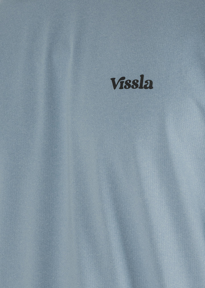 Vissla Pro Comp LS Sun Shirt in Faded Denim, view 3