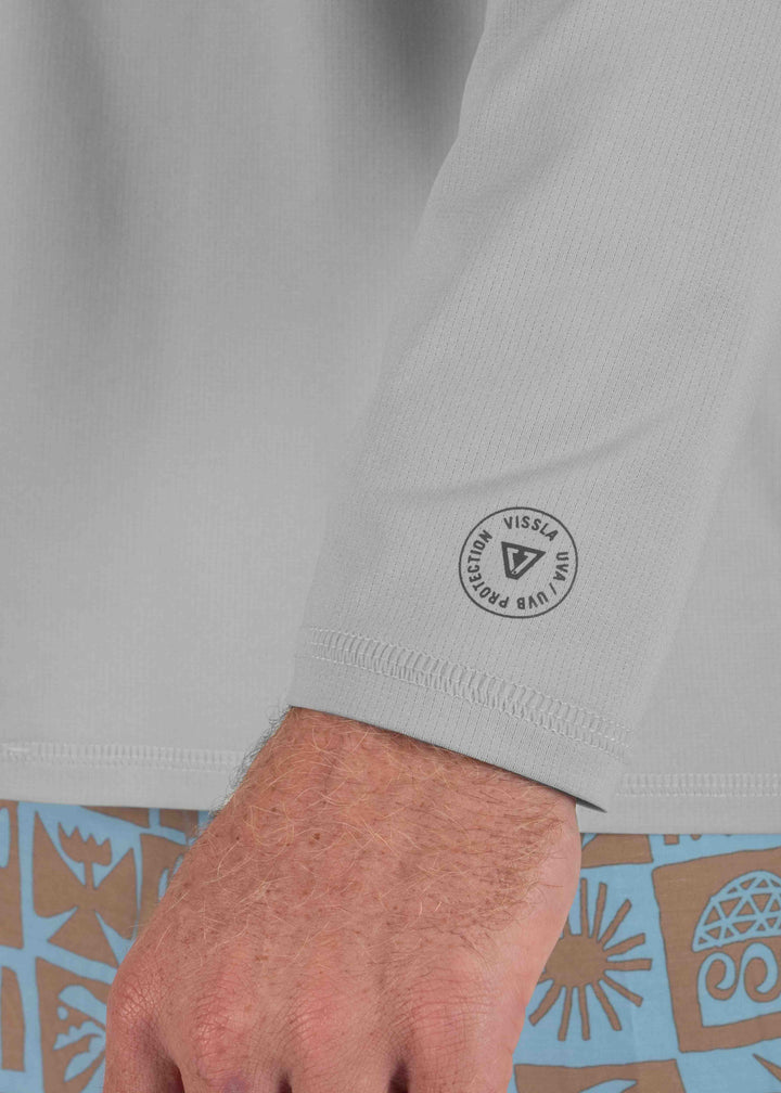 Vissla Pro Comp LS Sun Shirt in Storm Grey, view 3