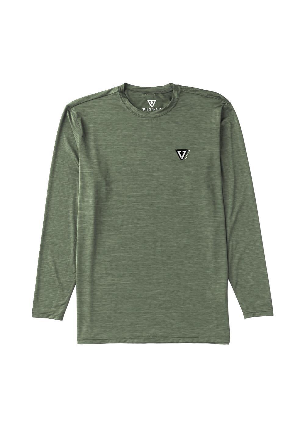 Vissla Twisted Eco LS Sun Shirt in Army Heather, view 2