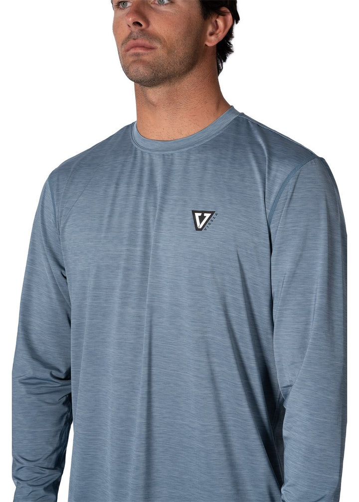 Vissla Twisted Eco LS Sun Shirt in Slate Heather, view 4