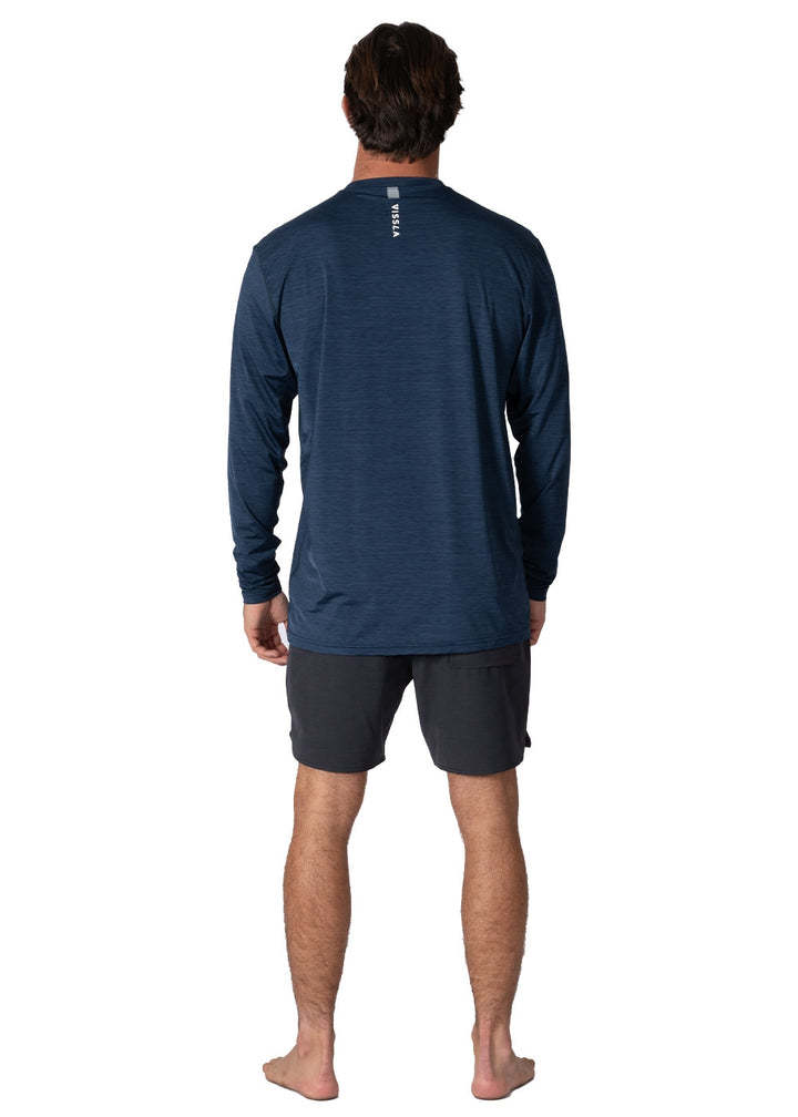 Vissla Twisted Eco LS Sun Shirt in Dark Navy Heather, view 2