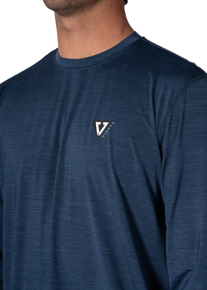 Vissla Twisted Eco LS Sun Shirt in Dark Navy Heather, view 3