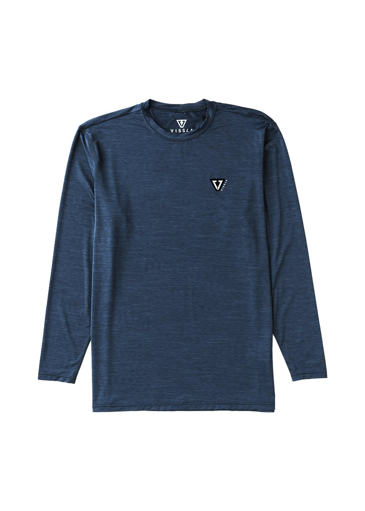 Vissla Twisted Eco LS Sun Shirt in Dark Navy Heather, view 5