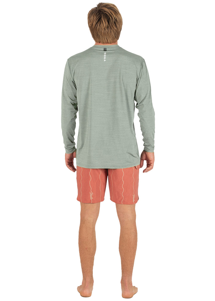 Vissla Twisted Eco LS Sun Shirt in Sea Green Heather, view 2