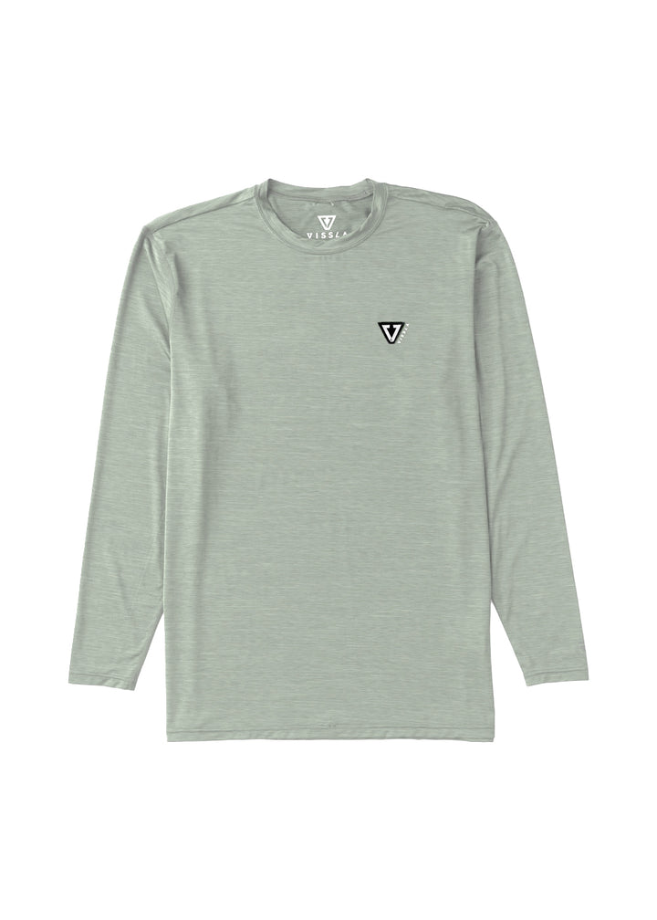 Vissla Twisted Eco LS Sun Shirt in Sea Green Heather, view 3