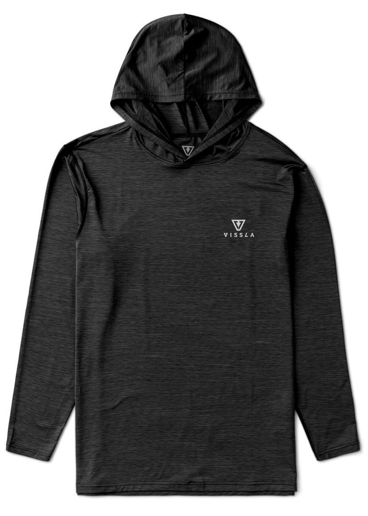 Vissla Twisted Eco Hooded LS Sun Shirt in Black Heather, view 2
