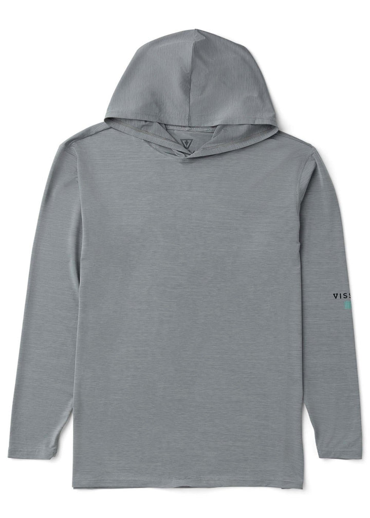 Vissla Twisted Eco Hooded LS Sun Shirt in Grey Heather, view 2