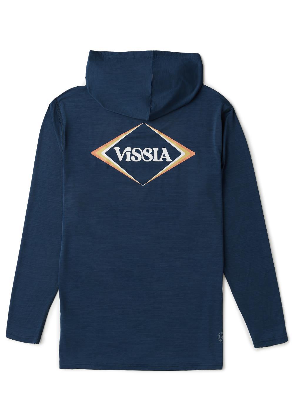 Vissla Twisted Eco Hooded LS Sun Shirt in Navy Heather, view 3