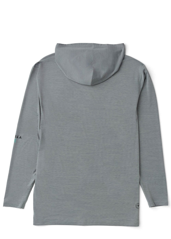 Vissla Twisted Eco Hooded LS Sun Shirt in Grey Heather, view 3
