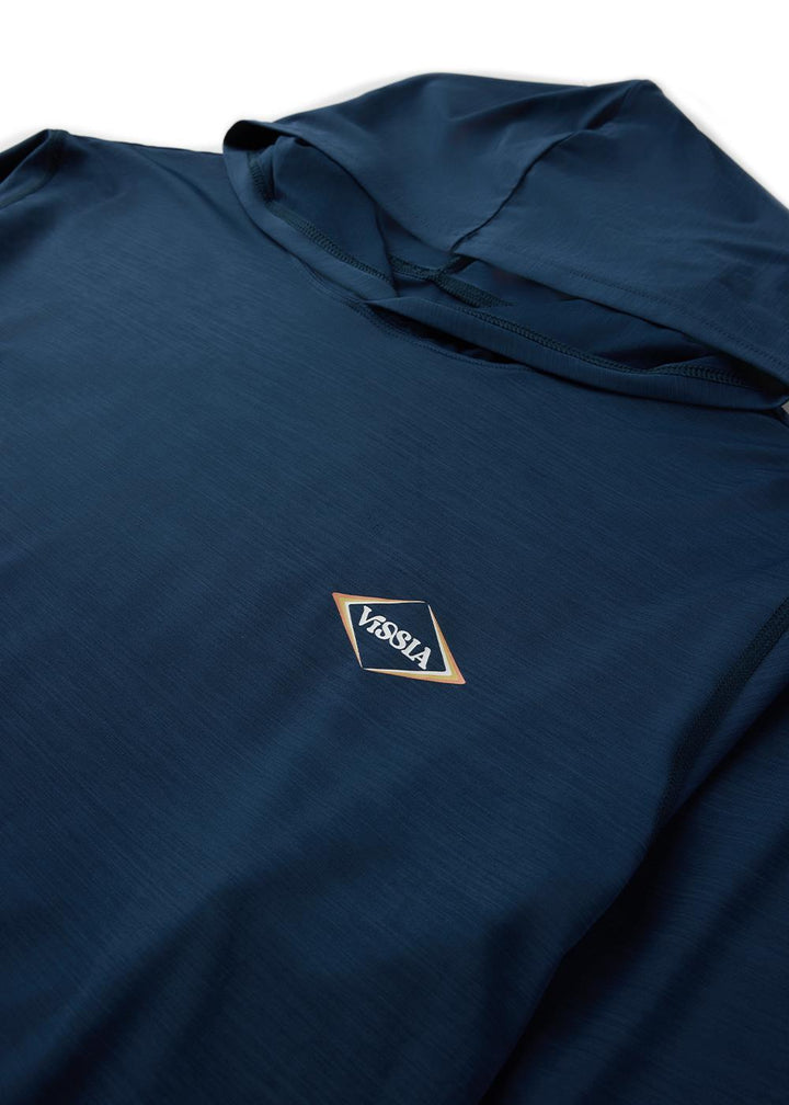Vissla Twisted Eco Hooded LS Sun Shirt in Navy Heather, view 4