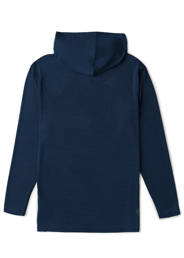 Vissla Twisted Eco Hooded LS Sun Shirt in Dark Navy Heather, view 3
