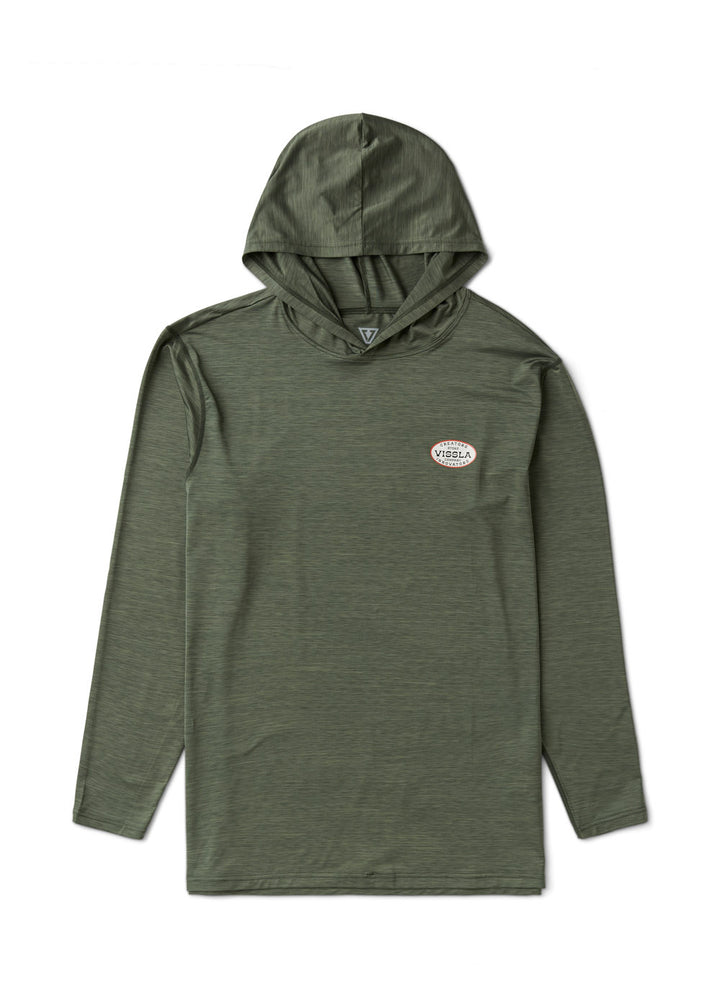 Vissla Twisted Eco Hooded LS Sun Shirt in Military Heather, view 5