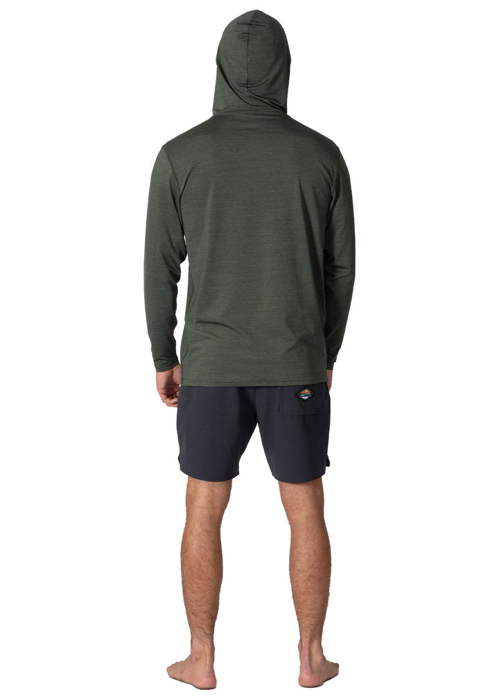 Vissla Twisted Eco Hooded LS Sun Shirt in Military Heather, view 2