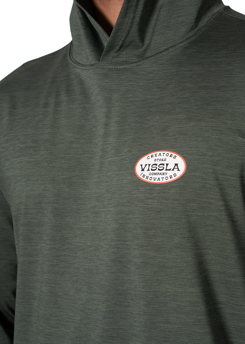Vissla Twisted Eco Hooded LS Sun Shirt in Military Heather, view 4