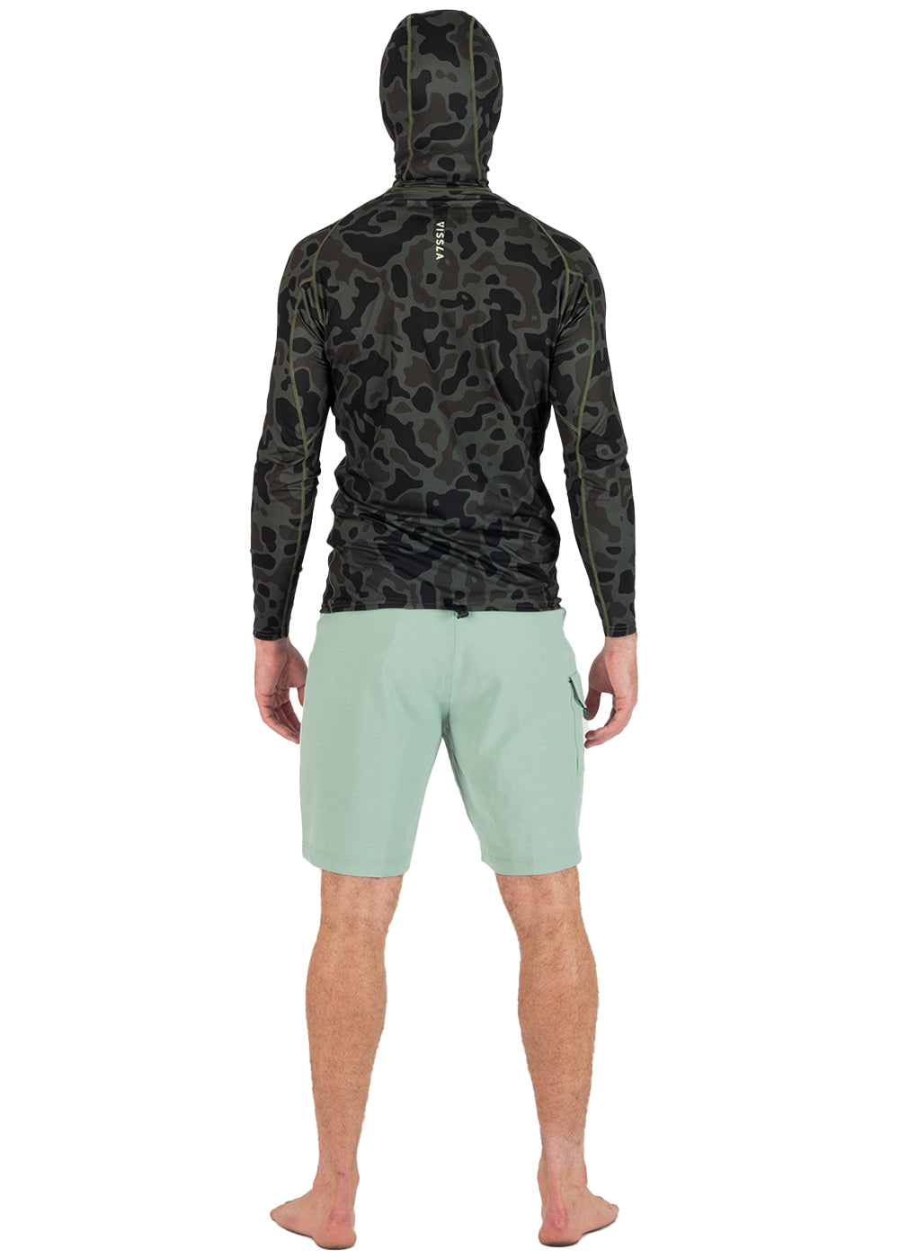 Vissla Warm Seas Eco Hooded LS Rash Guard in Camo, view 9