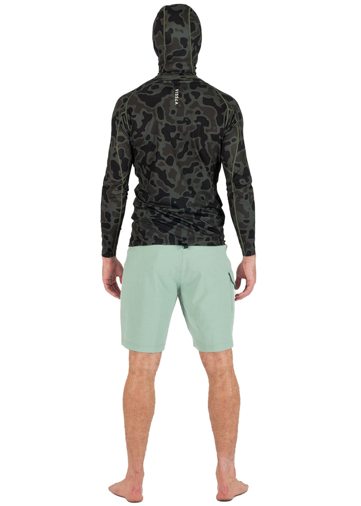 Vissla Warm Seas Eco Hooded LS Rash Guard in Camo, view 9